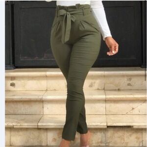 High-Waisted Olive Green Pants
